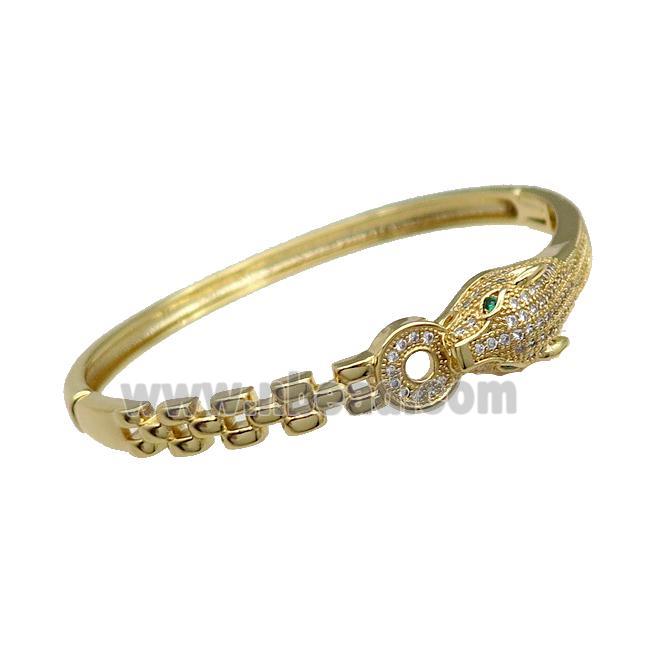 Copper Leopard Bangle Pave Zircon Gold Plated