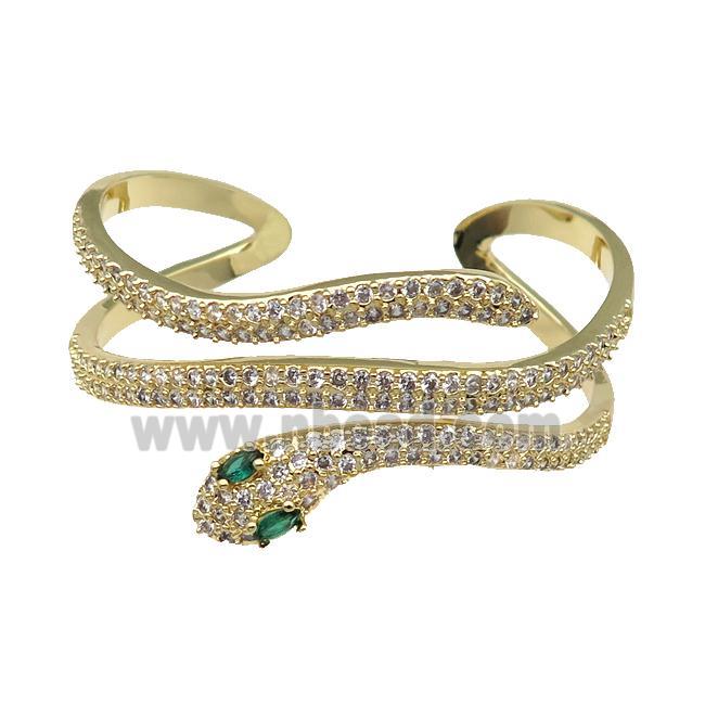 Copper Snake Bangle Pave Zircon Gold Plated