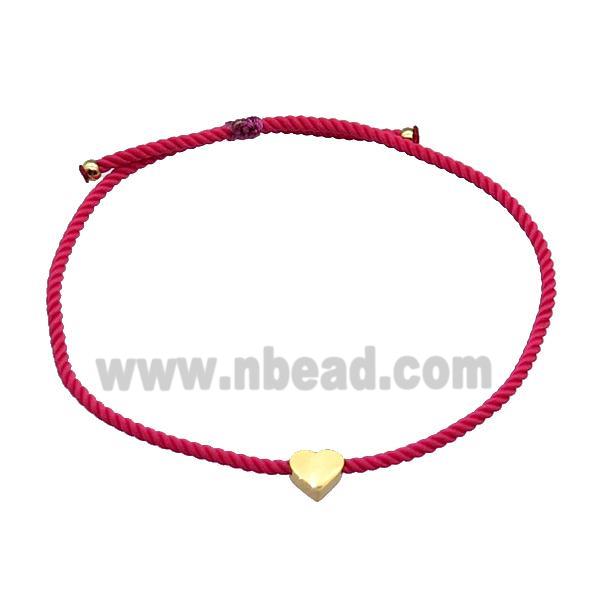 Red Nylon Bracelet Heart Adjustable