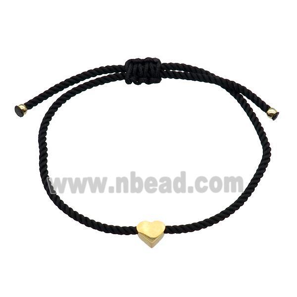 Black Nylon Bracelet Heart Adjustable