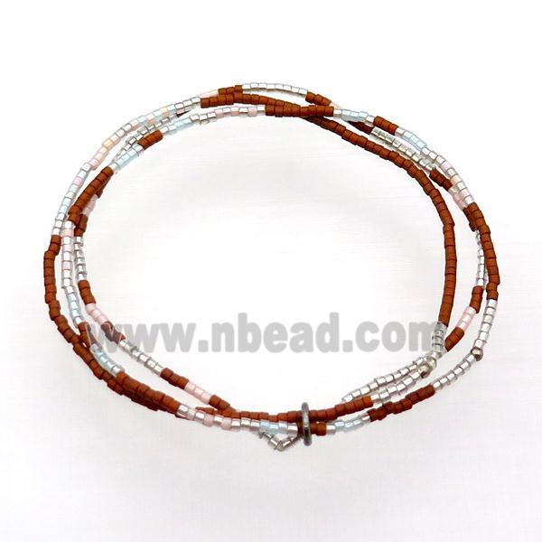 Seed Glass Bracelet 3 Strands Stretchy