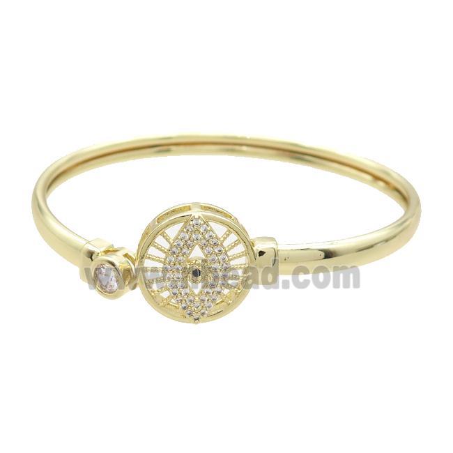 Copper Bangle Pave Zircon Eye Gold Plated