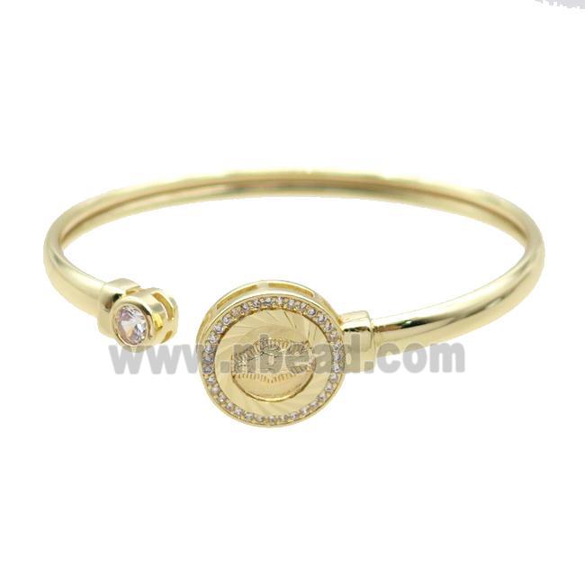 Copper Bangle Pave Zircon Virgin Mary Gold Plated