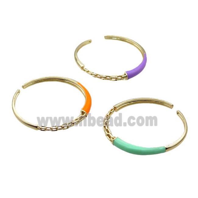 Copper Bangle With Enamel Gold Plated Mixed