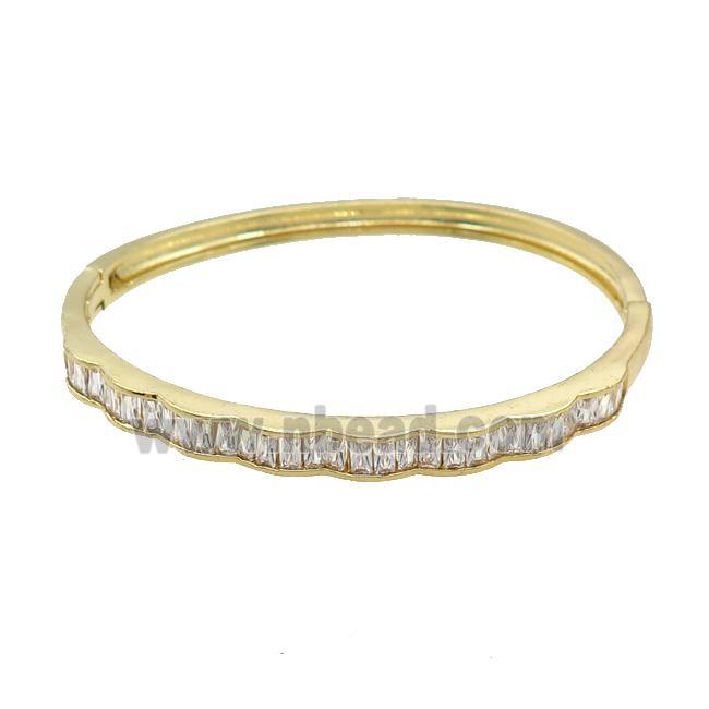 Copper Bangle Pave Zircon Gold Plated