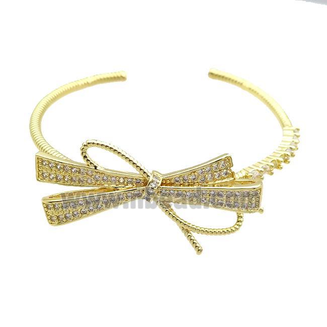 Copper Bangle Pave Zircon Knot Gold Plated
