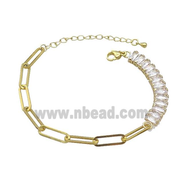 Copper Bracelets Pave Zircon Gold Plated