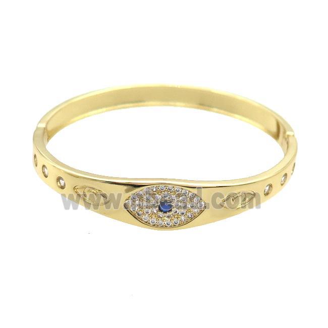 Copper Bangle Pave Zircon Gold Plated Eye