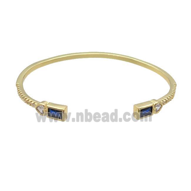 Copper Bangle Pave Zircon Blue Gold Plated