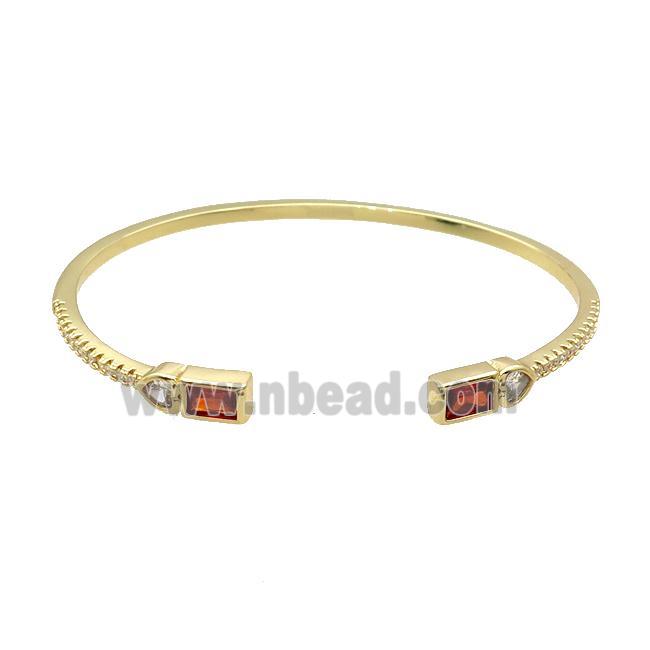 Copper Bangle Pave Zircon Red Gold Plated