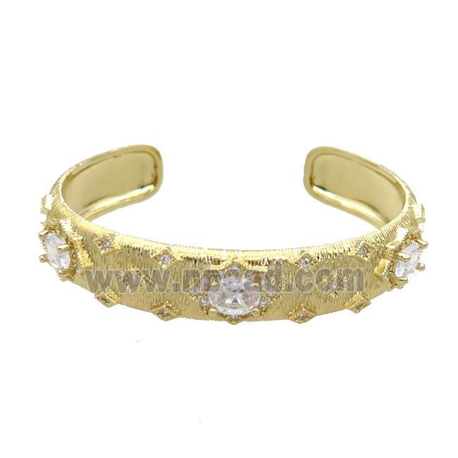 Copper Bangle Pave Zircon Crystal Glass Gold Plated
