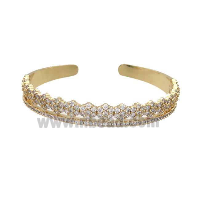 Copper Bangle Pave Zircon Gold Plated