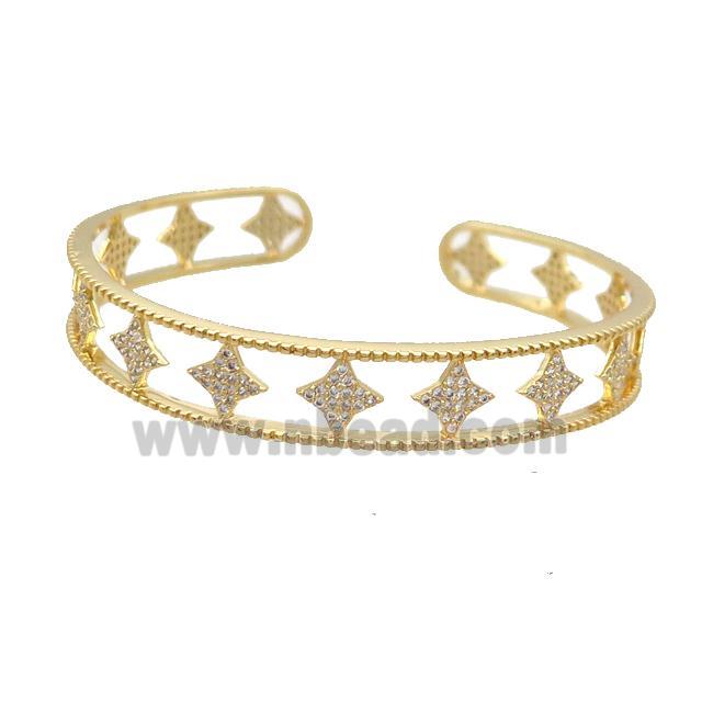Copper Bangle Pave Zircon Northstar Gold Plated