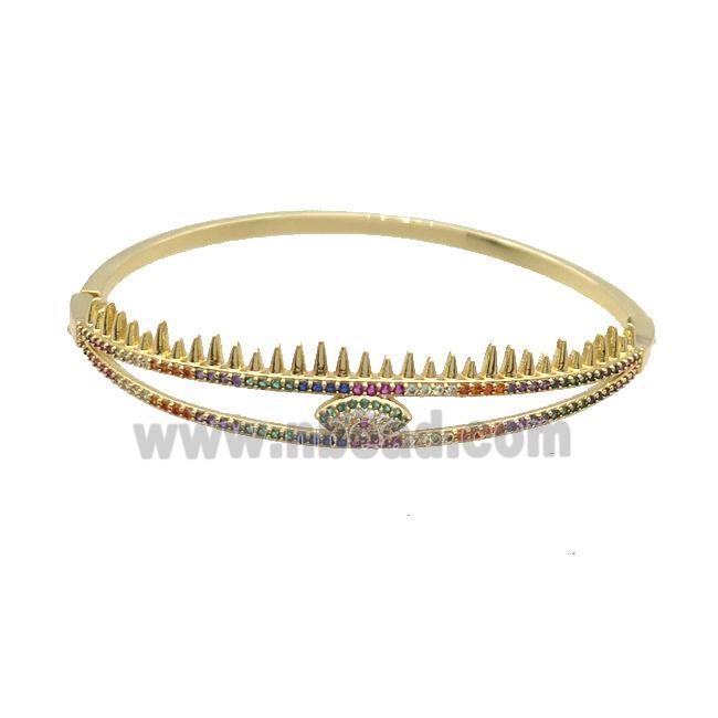 Copper Bangle Pave Zircon Eye Gold Plated