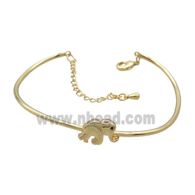 Copper Bangle Elephant Gold Plated