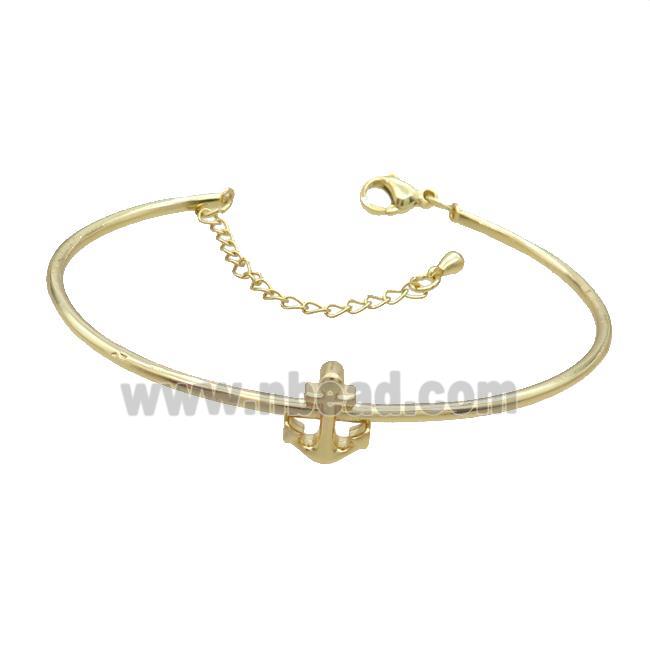 Copper Bangle Anchor Gold Plated