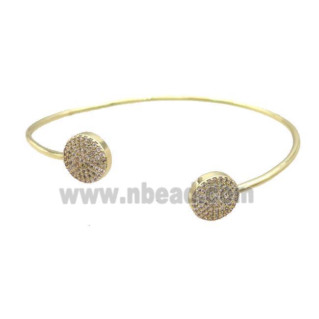 Copper Bangle Pave Zircon Button Circle Gold Plated