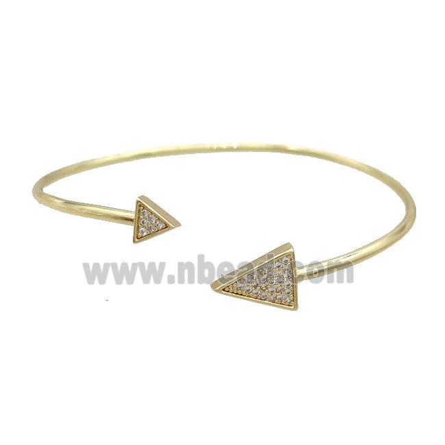 Copper Bangle Pave Zircon Triangle Gold Plated