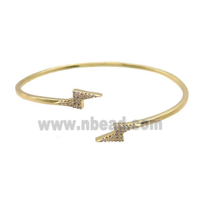 Copper Bangle Pave Zircon Lightning Gold Plated