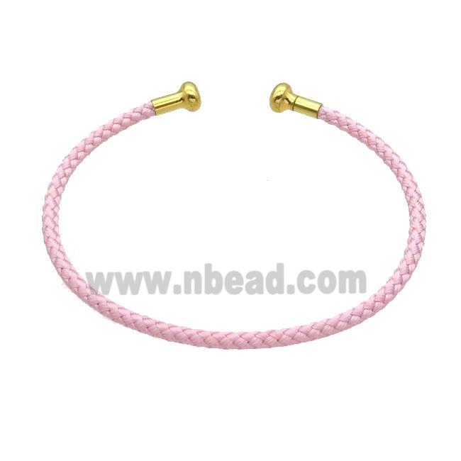 Copper Bangle Pink Nylon Wire Wrapped Gold Plated