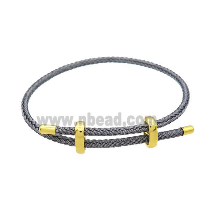 Gray Tiger Tail Steel Bracelet Adjustable