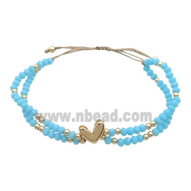 Crystal Glass Bracelet Blue Adjustable