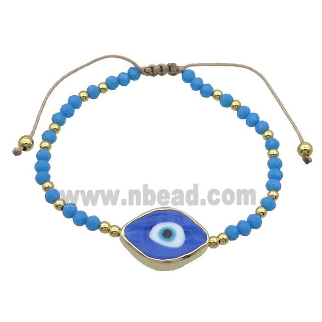 Blue Crystal Glass Bracelet Evil Eye Adjustable