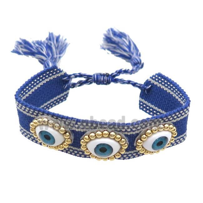 lapisBlue Fabric Bracelet Evil Eye Adjustable