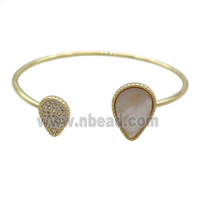Copper Bangle Pave Pearlized Shell Gold Plated