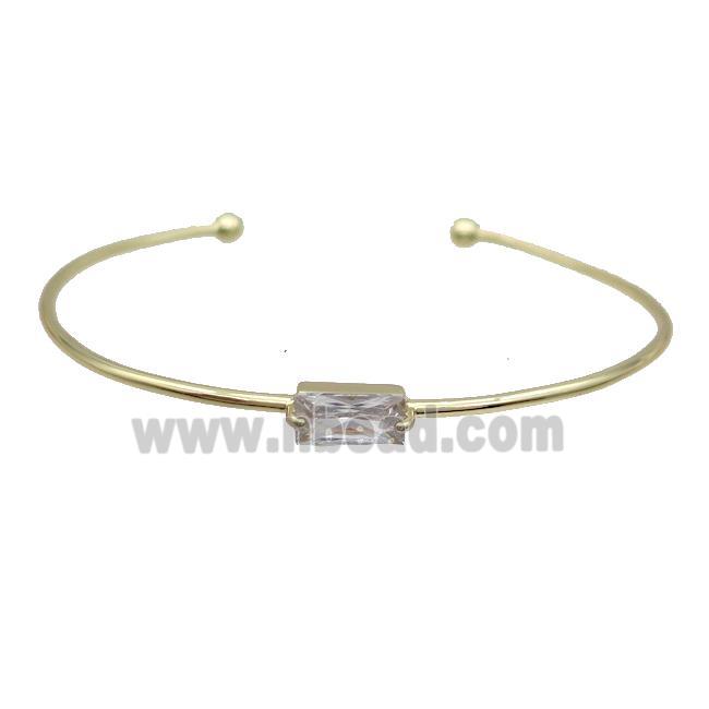 Copper Bangle Pave Clear Crystal Glass Gold Plated