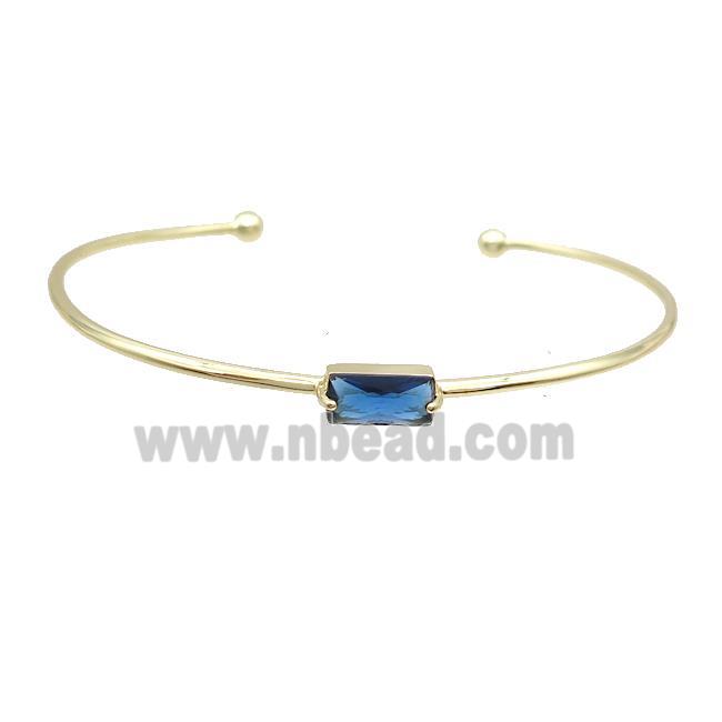 Copper Bangle Pave Blue Crystal Glass Gold Plated