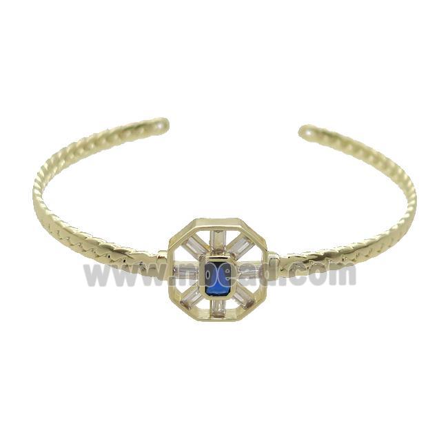 Copper Bangle Pave Blue Crystal Glass Gold Plated