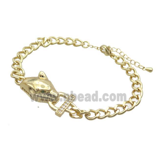 Copper Bracelet Leopard Pave Zircon Gold Plated