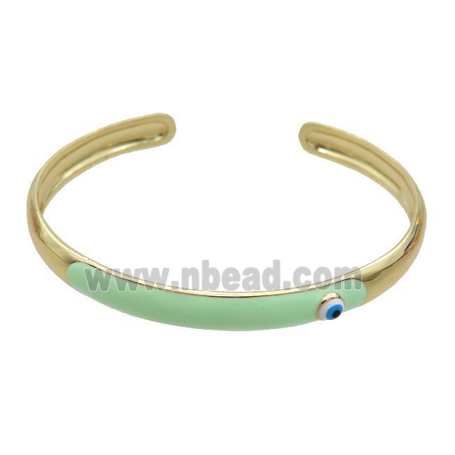Copper Bangle Green Enamel Gold Plated