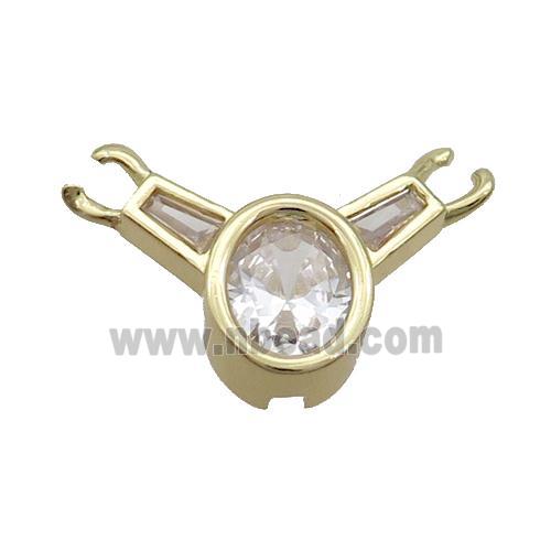 Copper Pendant Pave Clear Crystal Glass Gold Plated