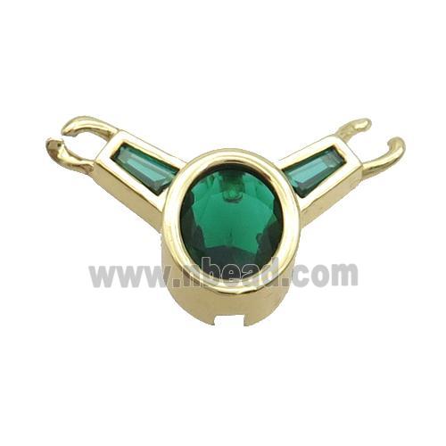 Copper Pendant Pave Green Crystal Glass Gold Plated