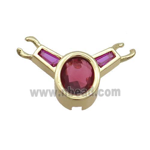 Copper Pendant Pave Red Crystal Glass Gold Plated