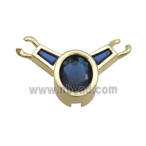 Copper Pendant Pave Blue Crystal Glass Gold Plated
