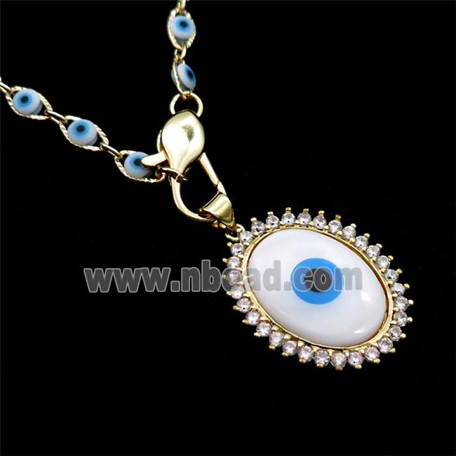 Copper Necklace Eye Pave Zircon Enamel Gold Plated