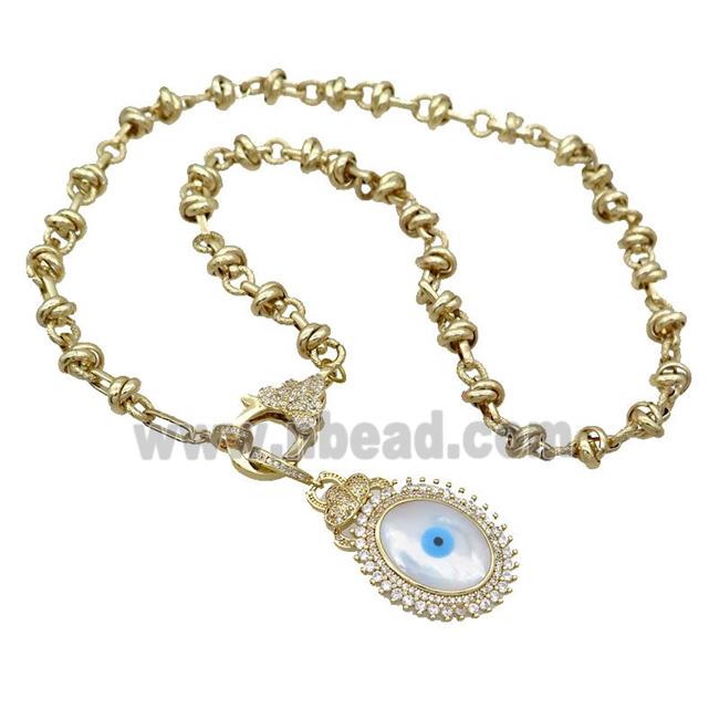 Copper Necklace Eye Pave Zircon Gold Plated