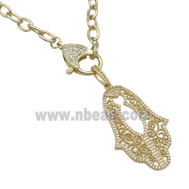 Copper Necklace Hand Pave Zircon Gold Plated
