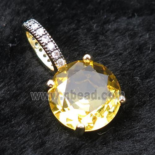 Copper Pendant Pave Golden Crystal Glass Circle Gold Plated