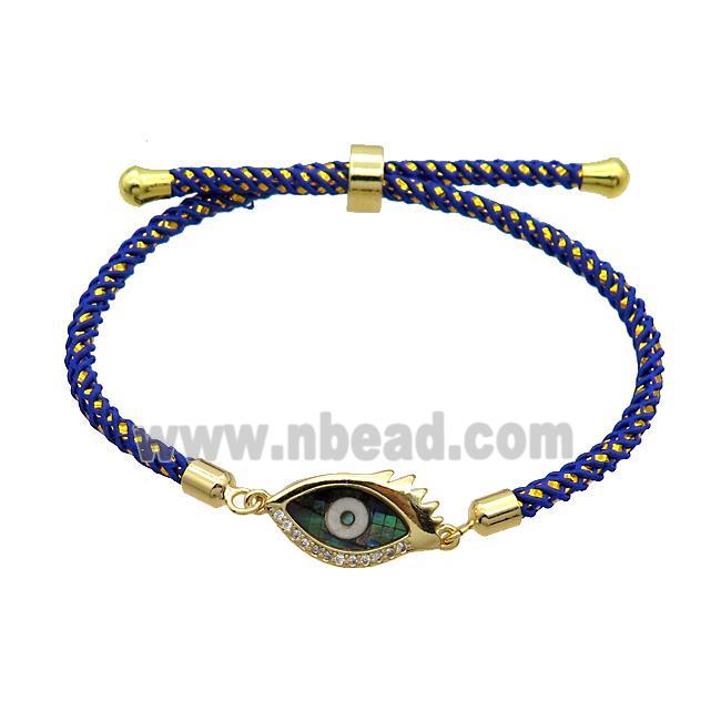 Darkblue Nylon Bracelets Copper Eye Adjustable Gold Plated