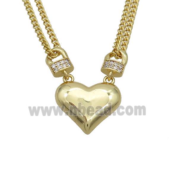 Copper Necklaces Pave Zircon Heart Gold Plated