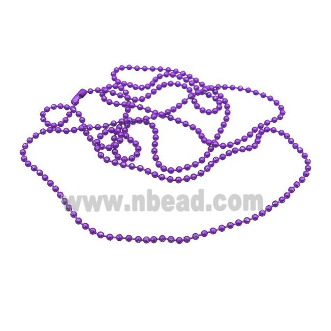 Copper Ball Chains For Necklace Purple Lacquered