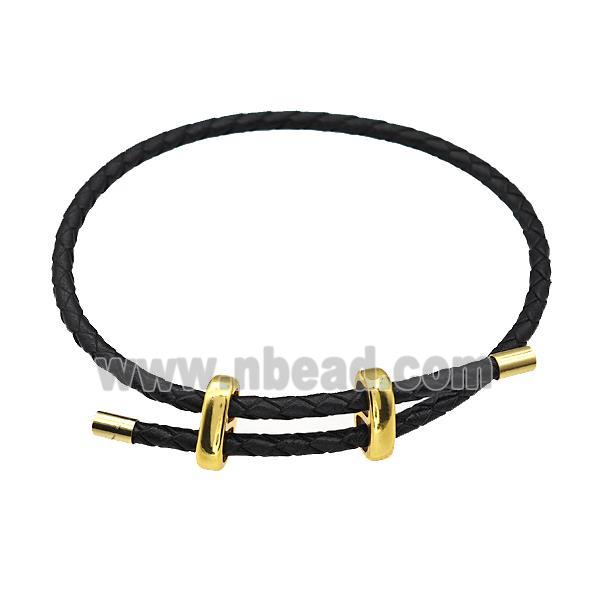 Black PU Leather Bracelet Adjustable