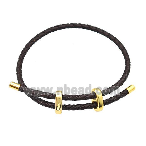 Darkcoffee PU Leather Bracelet Adjustable