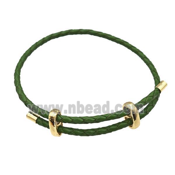 Green PU Leather Bracelet Adjustable