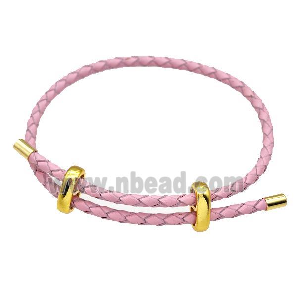 Pink PU Leather Bracelet Adjustable
