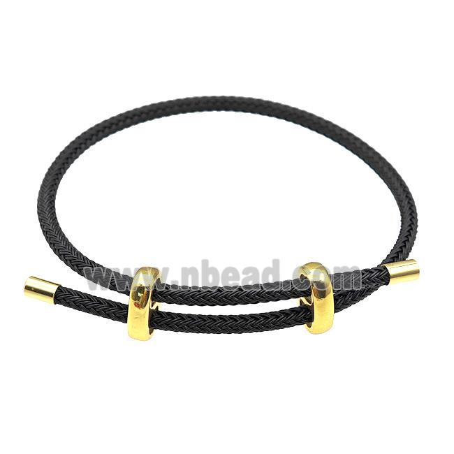Black Tiger Tail Steel Bracelet Adjustable